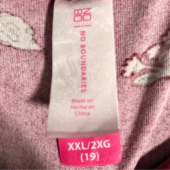 NEW-Burgundy Floral, Short Sleeve Bodysuit, Open Neckline, Juniors size XXL - Picture 5 of 6